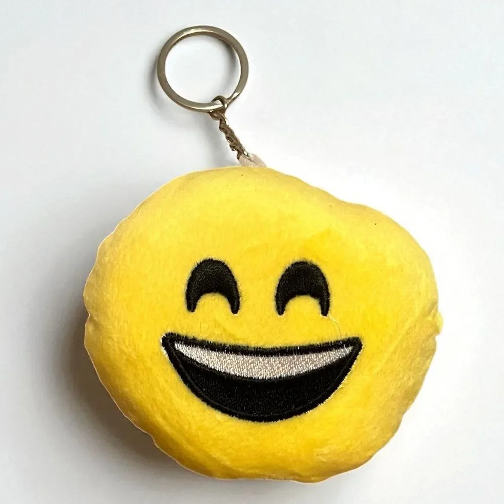Yellow Plush Smiley Face Emoji Keychain